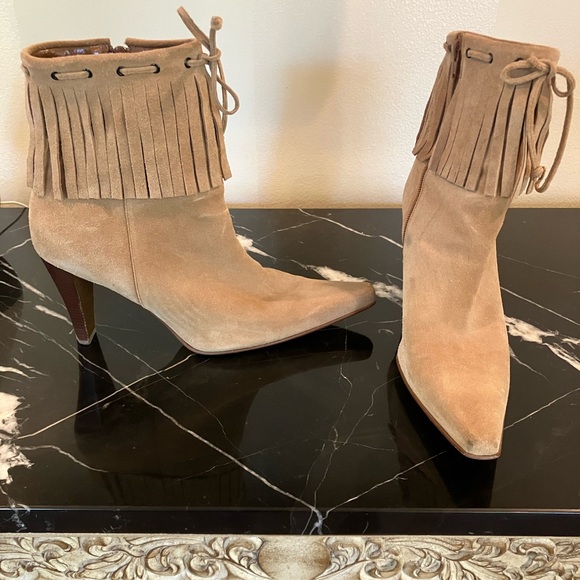 Nine West Beige Suede Booties - Picture 2 of 6